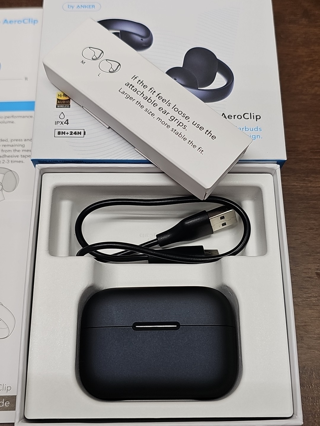 Soundcore AeroClip Open-Ear Earbuds Clip-On Headphones Adaptive Comfort 4 Mic OB