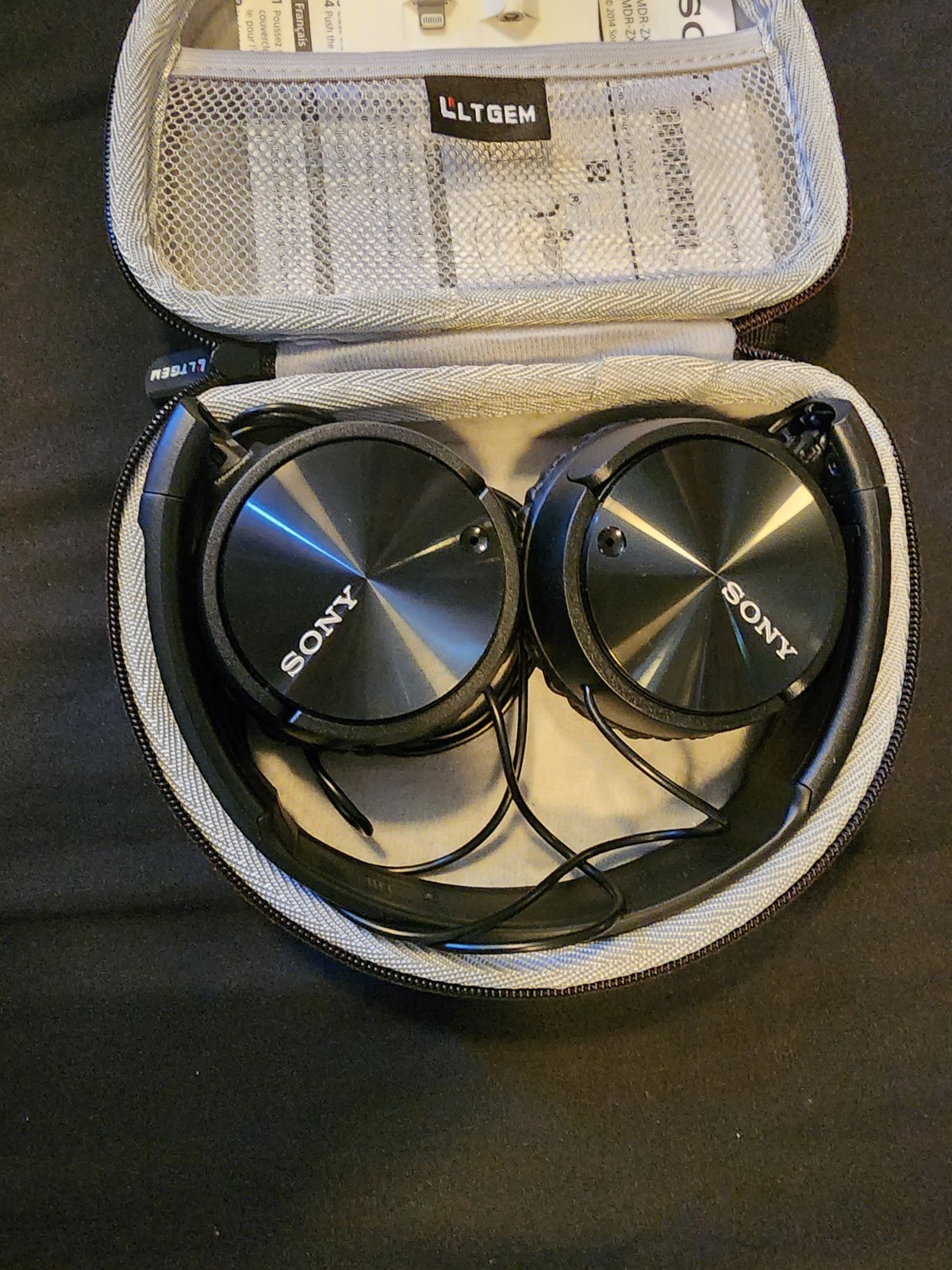 Sony MDR-ZX310AP Wired On-Ear Headphones Blue/Black 3.5mm Mic + Case Iphone
