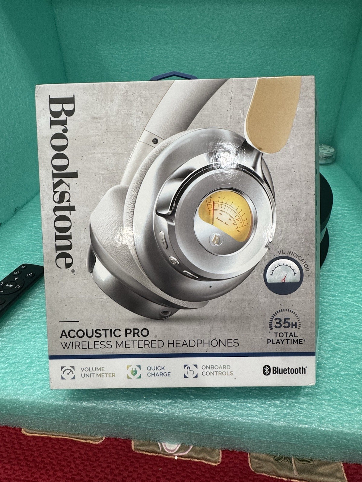 Brookstone Acoustic Pro Wireless Metered Headphones 35 Hours Bluetooth NEW