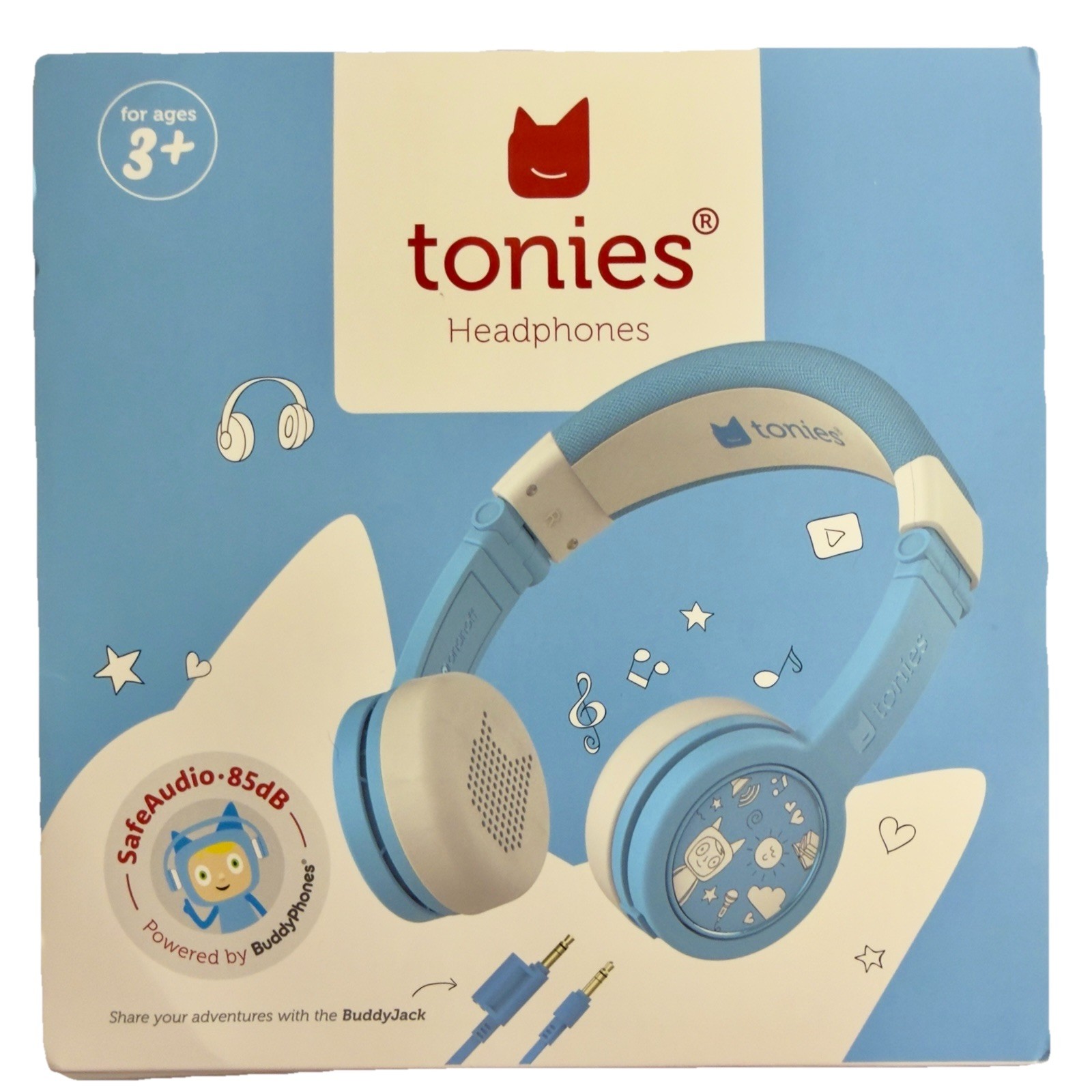Tonies Kids Headphones Wired Foldable Durable Safe Audio 85dB Lightweight Blue