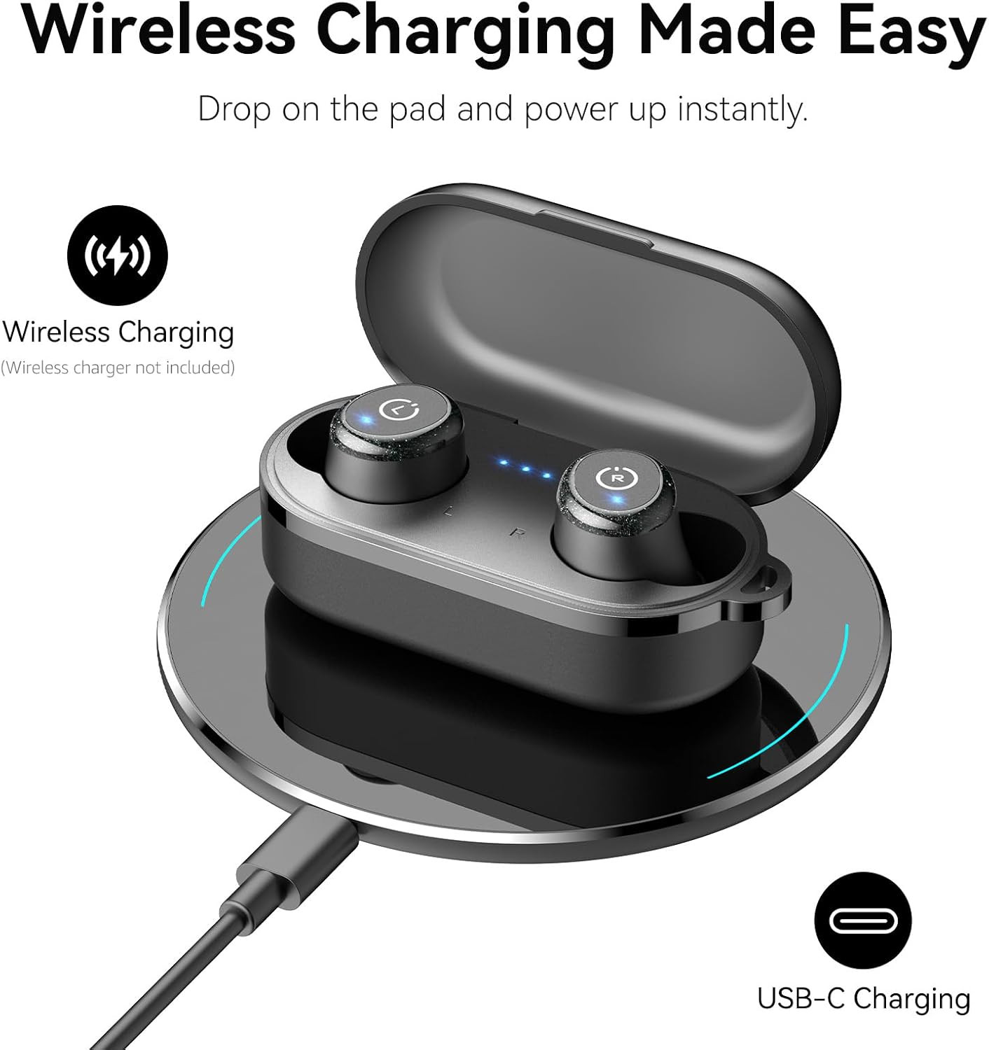 T10 Wireless Earbuds Bluetooth 5.3 Headphones, App Customize EQ, Ergonomic Desig