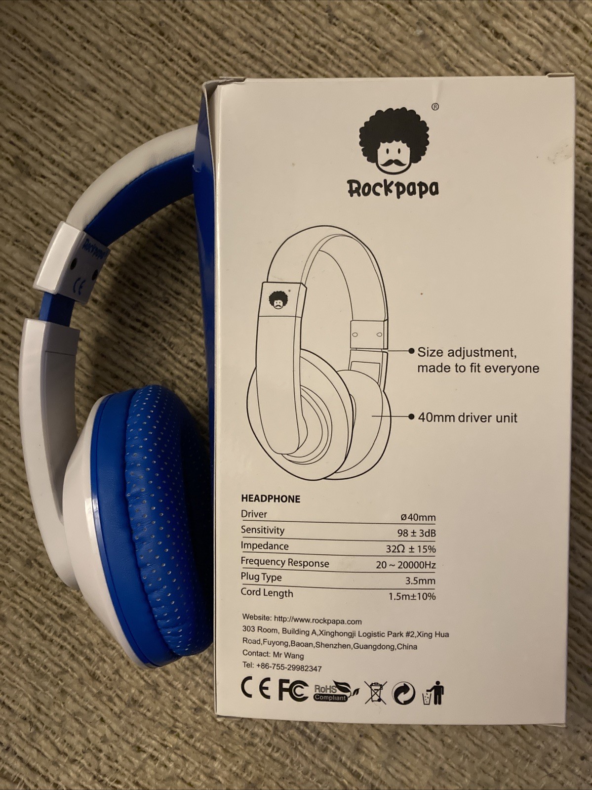 Rockpapa On Ear Stereo Headphones Earphones for Adults Kids Childs Teens