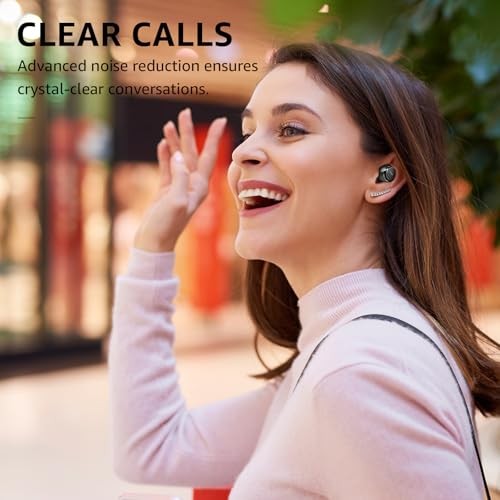 Wireless Earbuds Build in Mic Clear Calls Ergonomic Light Weight Dark Black