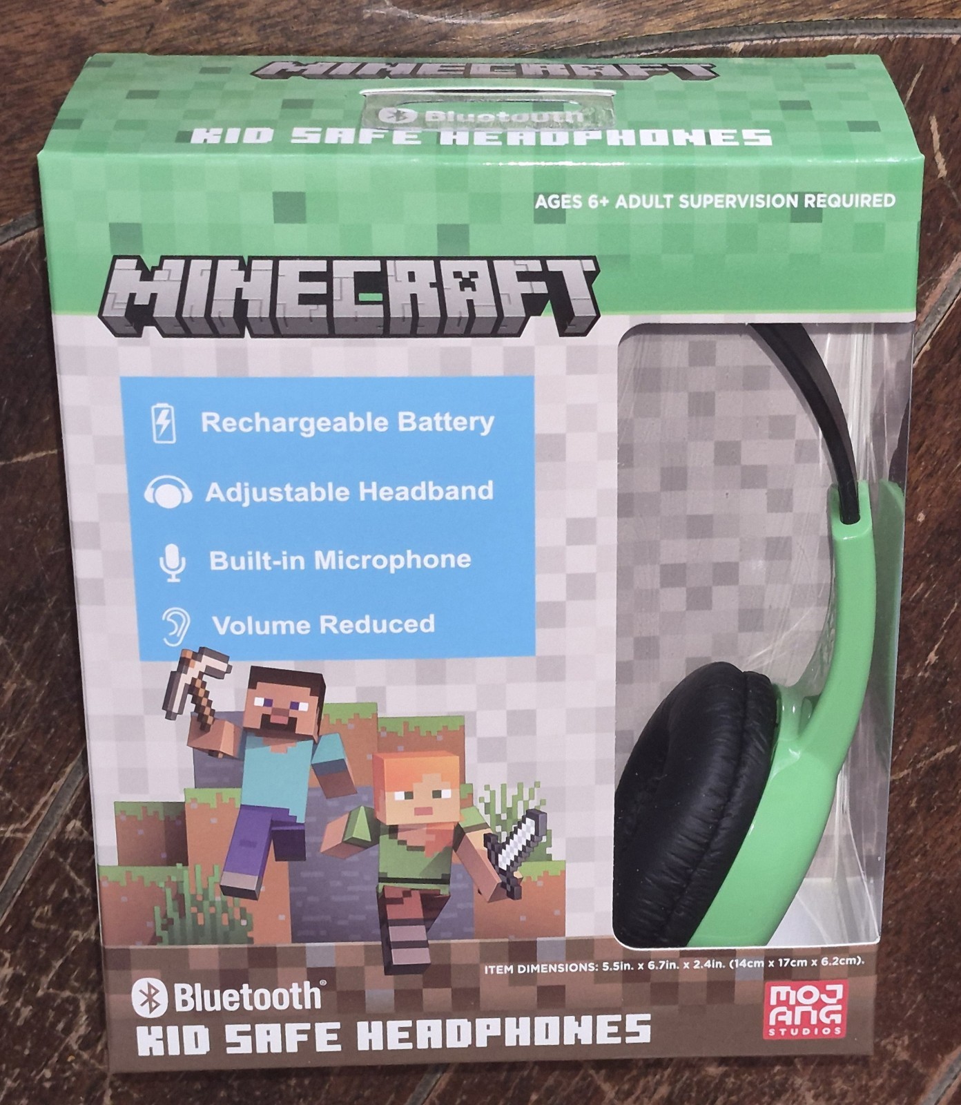 MINECRAFT Kid Safe WIRELESS Adjustable Headphones! Bluetooth Technology!