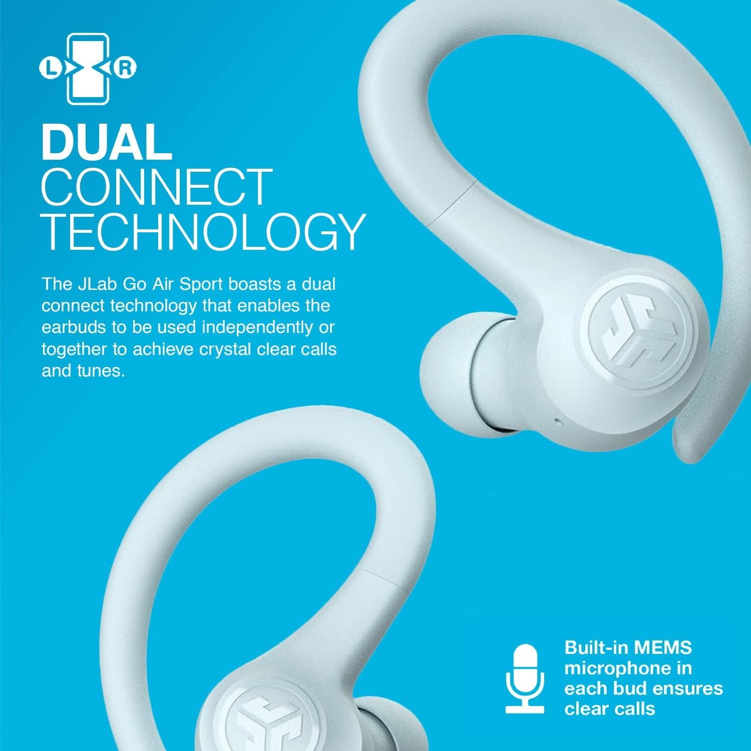 JLab Go Air Sport Bluetooth Earbuds, True Wireless with Charging Case, Teal