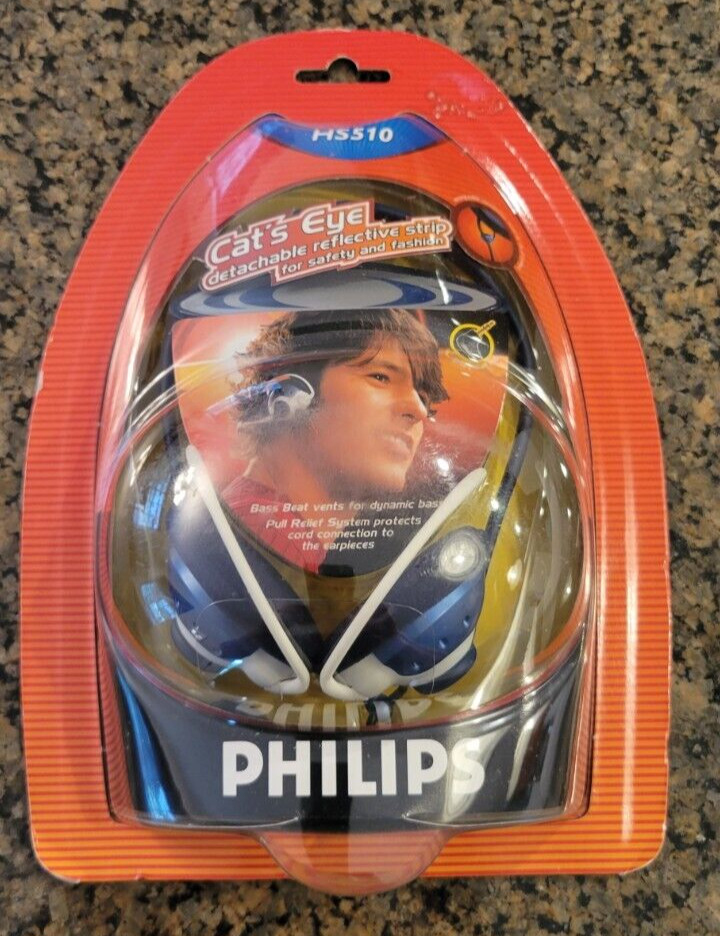 New Philips HS510 Cat’s Eye Detachable Reflective Headset Headphones Vintage