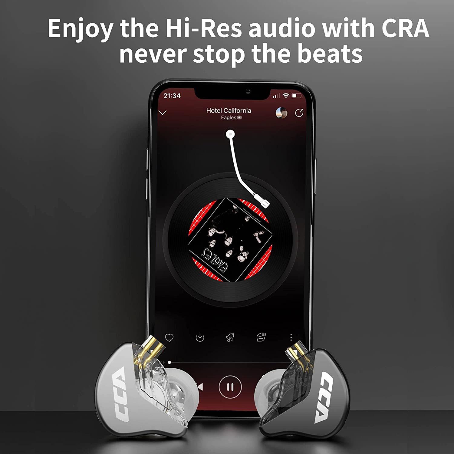 CRA in Ear Monitor Headphones, Ultra-Thin Diaphragm Dynamic Driver IEM Earphones