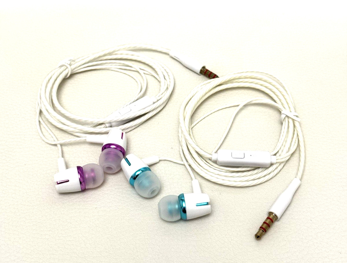 Rayleigh Wired Earbuds In-Ear Headphones Mic Heavy Bass 3.5mm White.