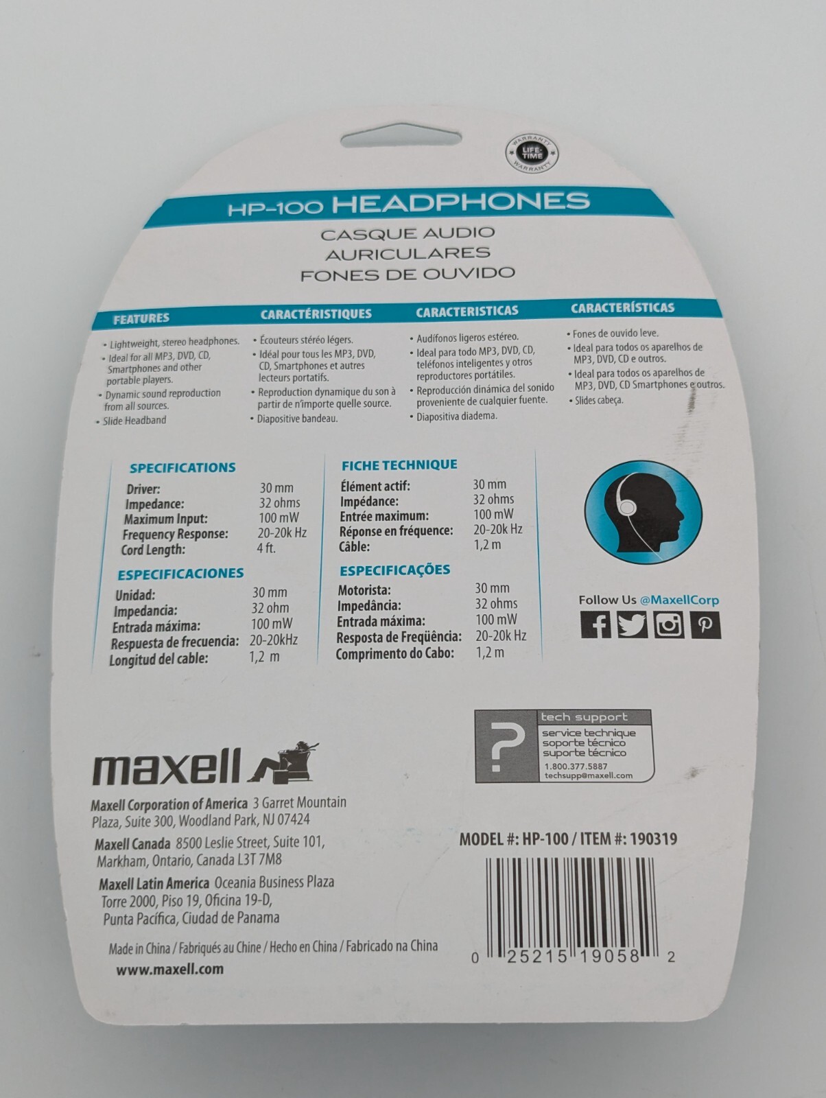 New Sealed Maxell HP-100 Budget Stereo Headphones GRADE A