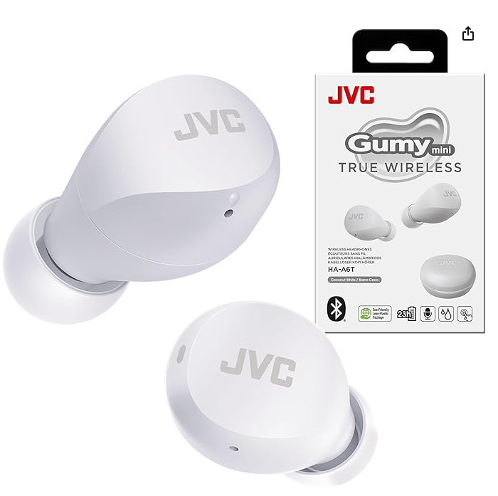 JVC Gumy Mini True Wireless White Bluetooth Wireless Headphones HA-A6T NEW !