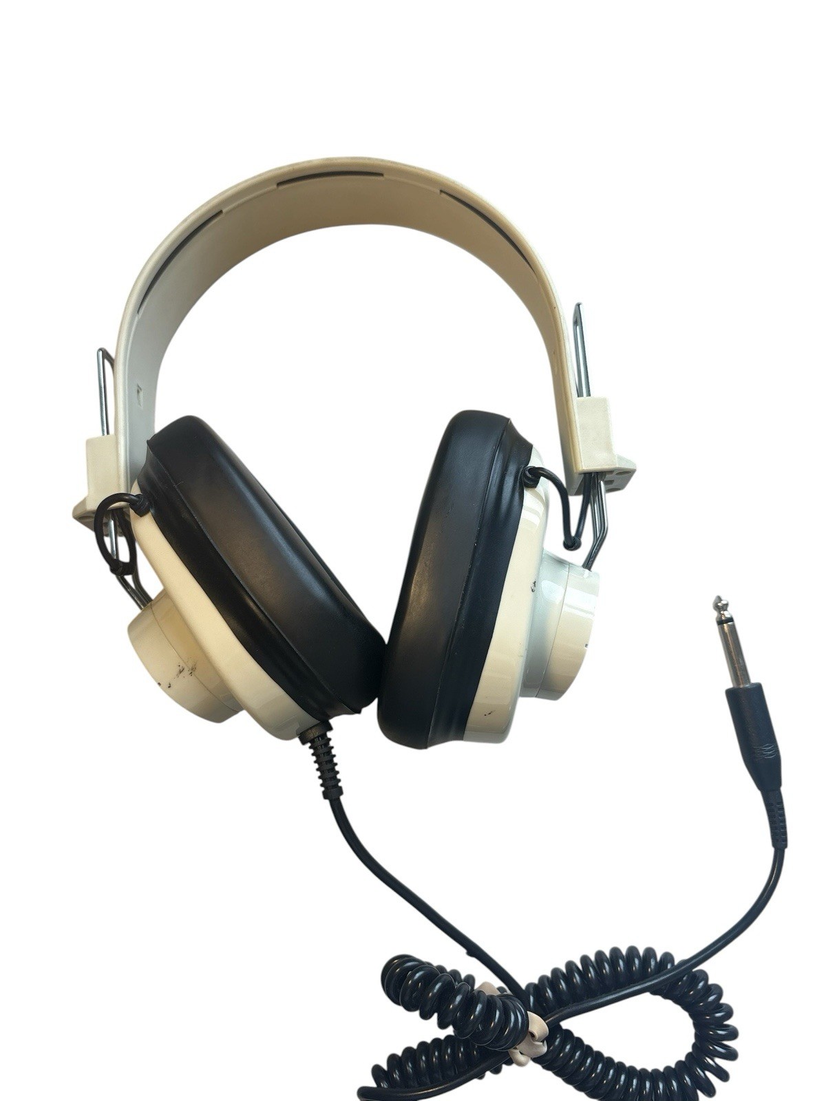 Vintage Califone 2924AV-P Mono Headphones 6’ Coiled Cord 1/4″ Plug Tested Works