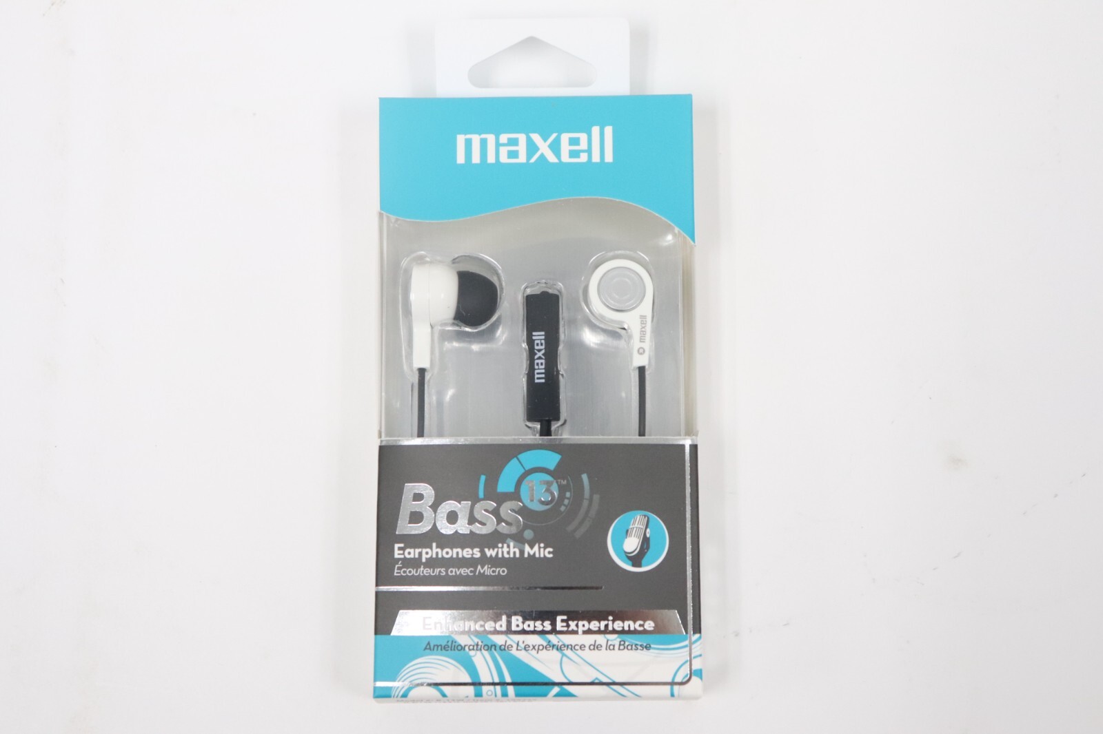 Lot of 12 Maxell Base-13 In-Ear Earphones with Mic Heavy Bass White