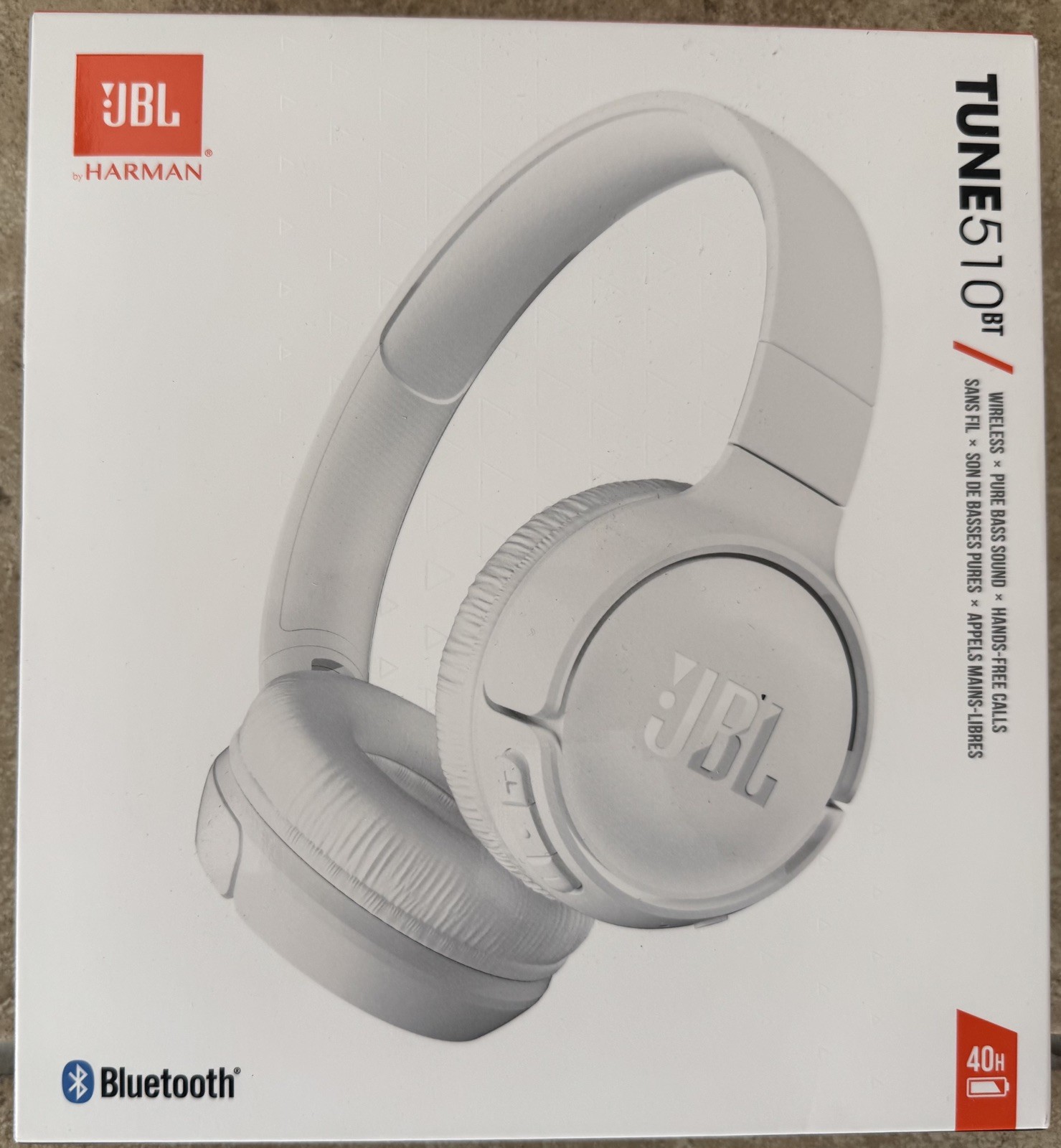 JBL Tune 510BT Wireless Bluetooth On-Ear Headphones – White – NEW Sealed