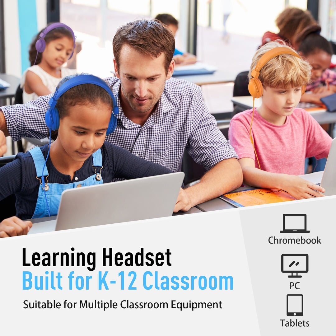 Kids Headphones with Microphone for School Chromebook iPad Wired Bulk Lot AILIHE