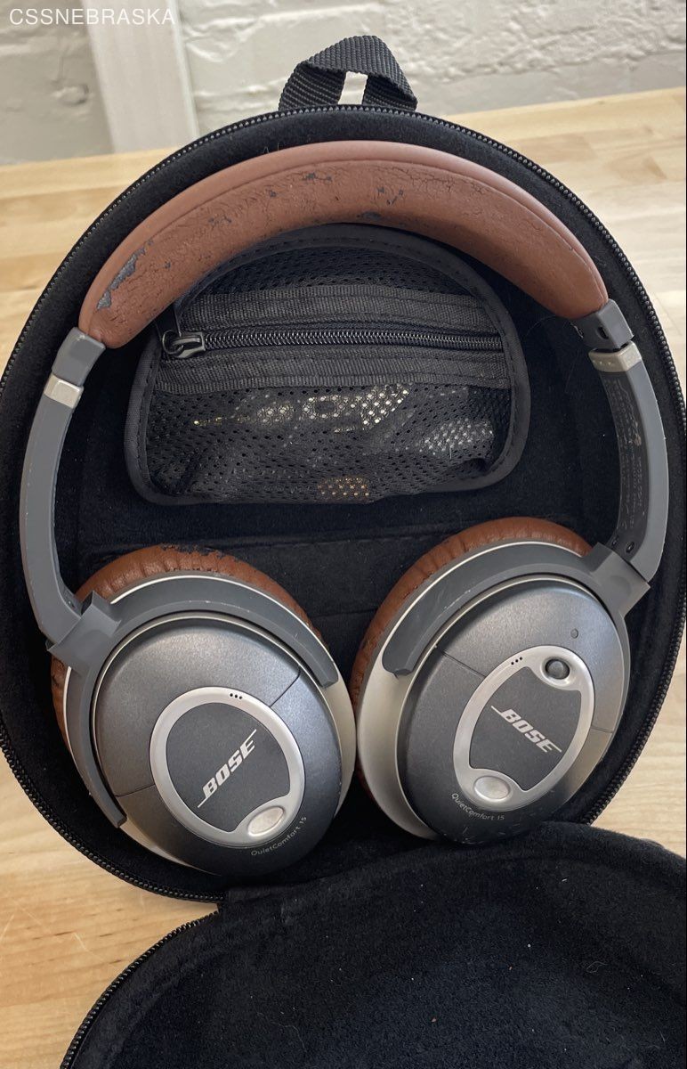 Bose QuietComfort 15 QC15 Over-Ear Noise Cancelling Headphones Brown Case Tested