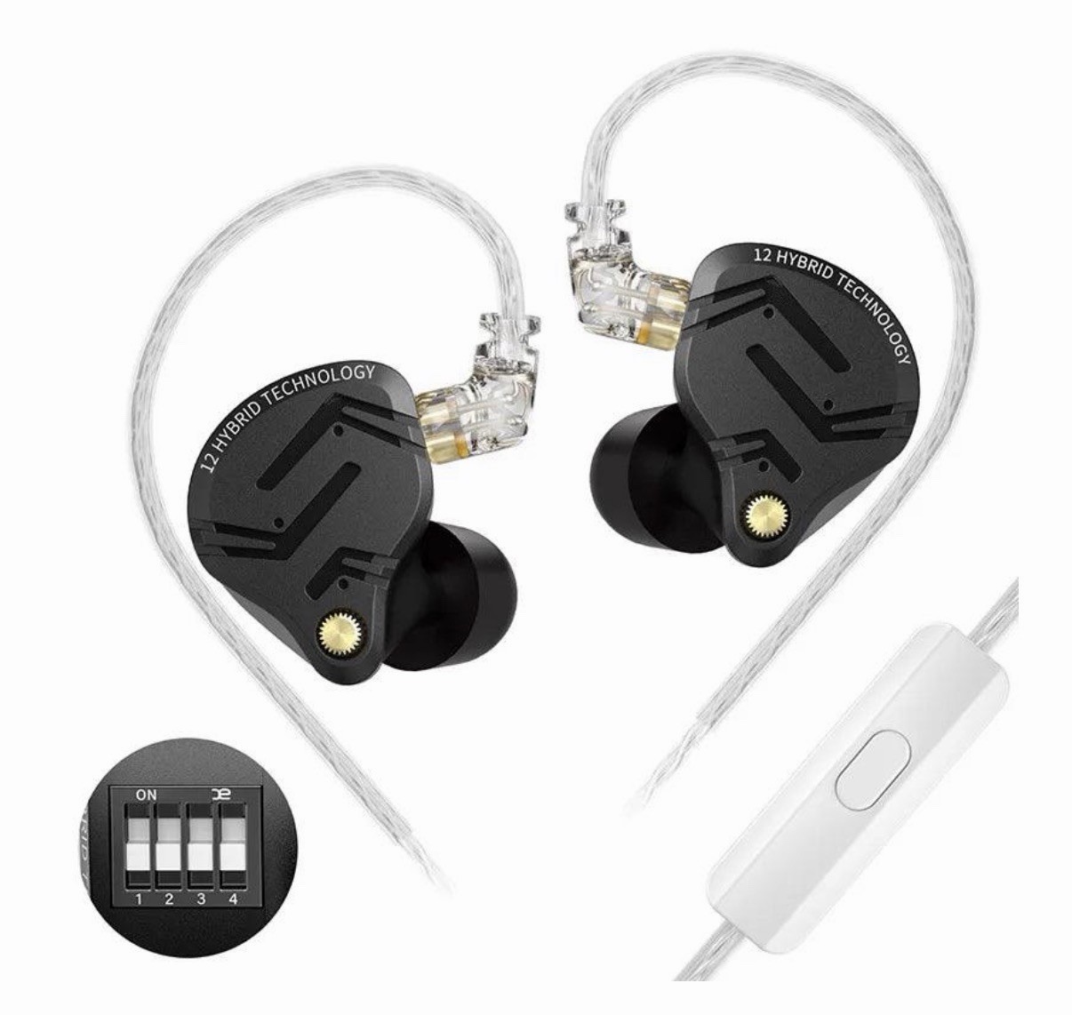 KZ ZS12 PRO X with Tuning Switches in Ear Monitor IEM Headphones,1DD+5BA MIC