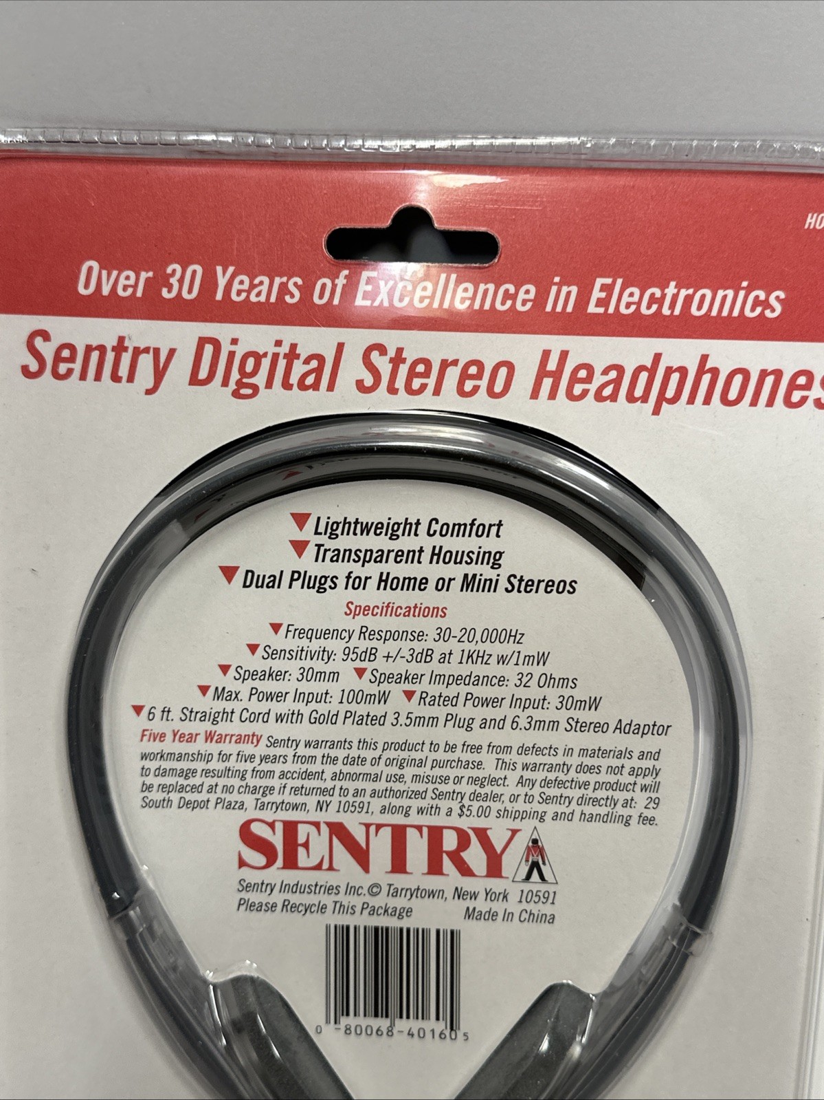 Sentry Digital Stereo Headphones Cord NIP VTG Collectible Old School