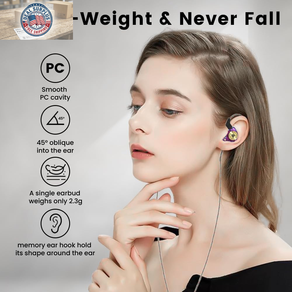 Wired Gaming Earbuds, Ak3File in Ear Monitors, Deep Bass Sound Wired Earbuds, Hi