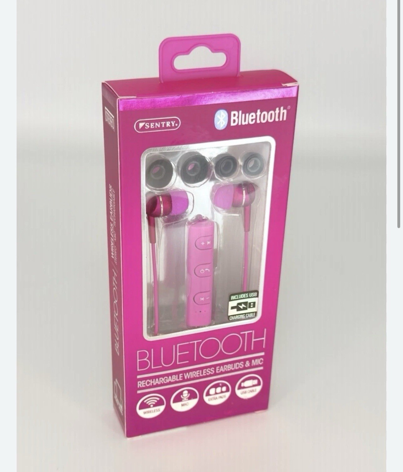 Sentry BT115 Bluetooth Wireless Rechargeable In-Ear Earbuds w/ Mic Pink 8mm