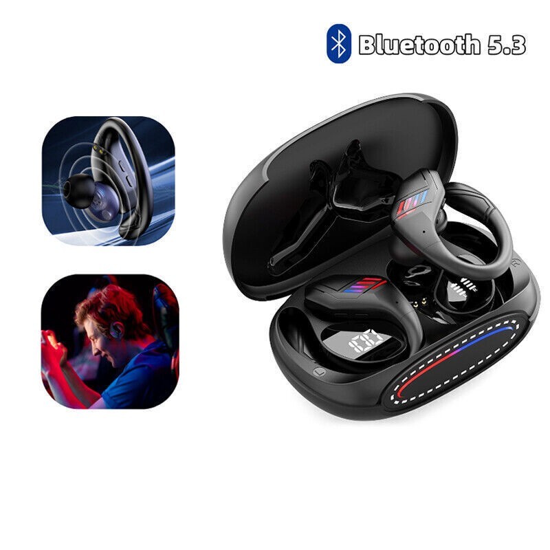 R400 TWS Bluetooth 5.3 Wireless Earphones Headset EarHooks Earbuds with Mic USA