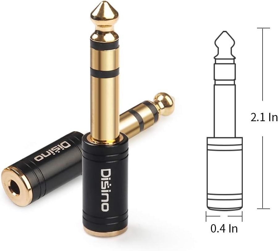 Compact 1/4″ to 3.5mm Stereo Adapter with Gold-Plated Connectors – High Quality