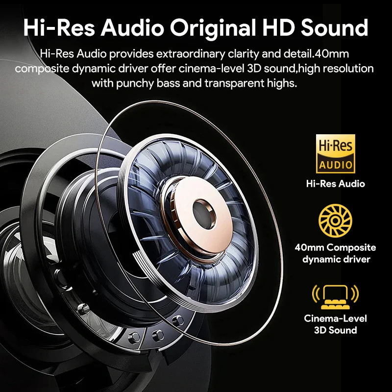 QCY H3 ANC Wireless Headphones Bluetooth 5.4 Hi Res Audio Over Ear Headset 43dB
