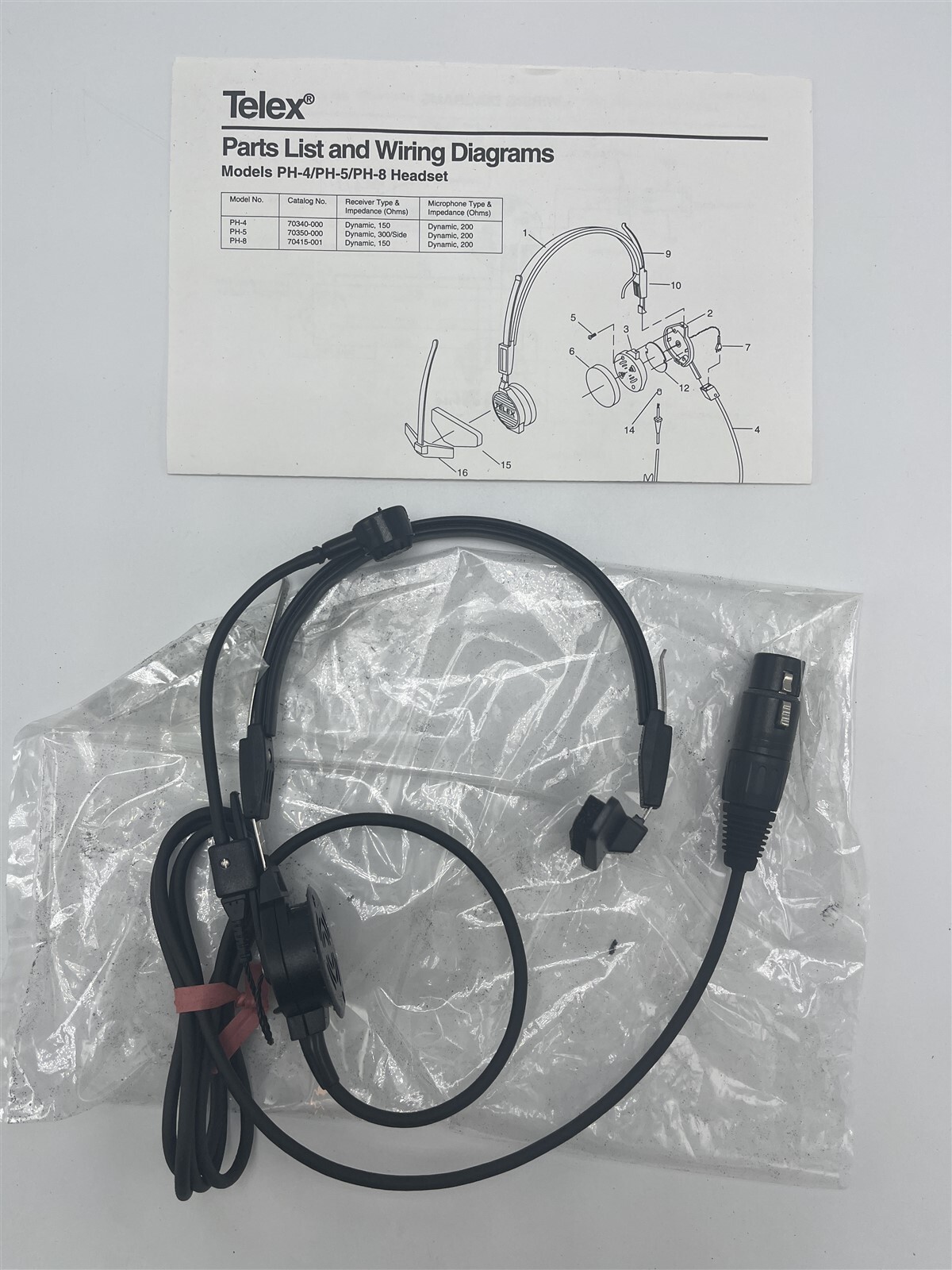 Telex PH-8 Head Set with Boom Mic XLR connector