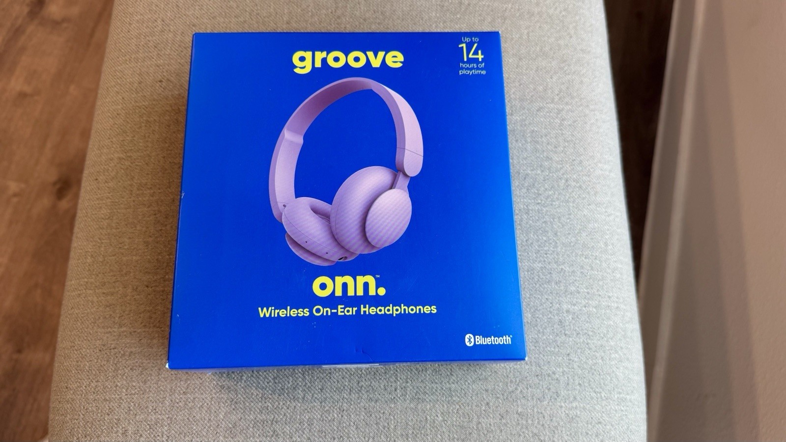 onn. Groove Wireless On-Ear Bluetooth Headphones, Purple, Mic, Foldable, 3.5mm