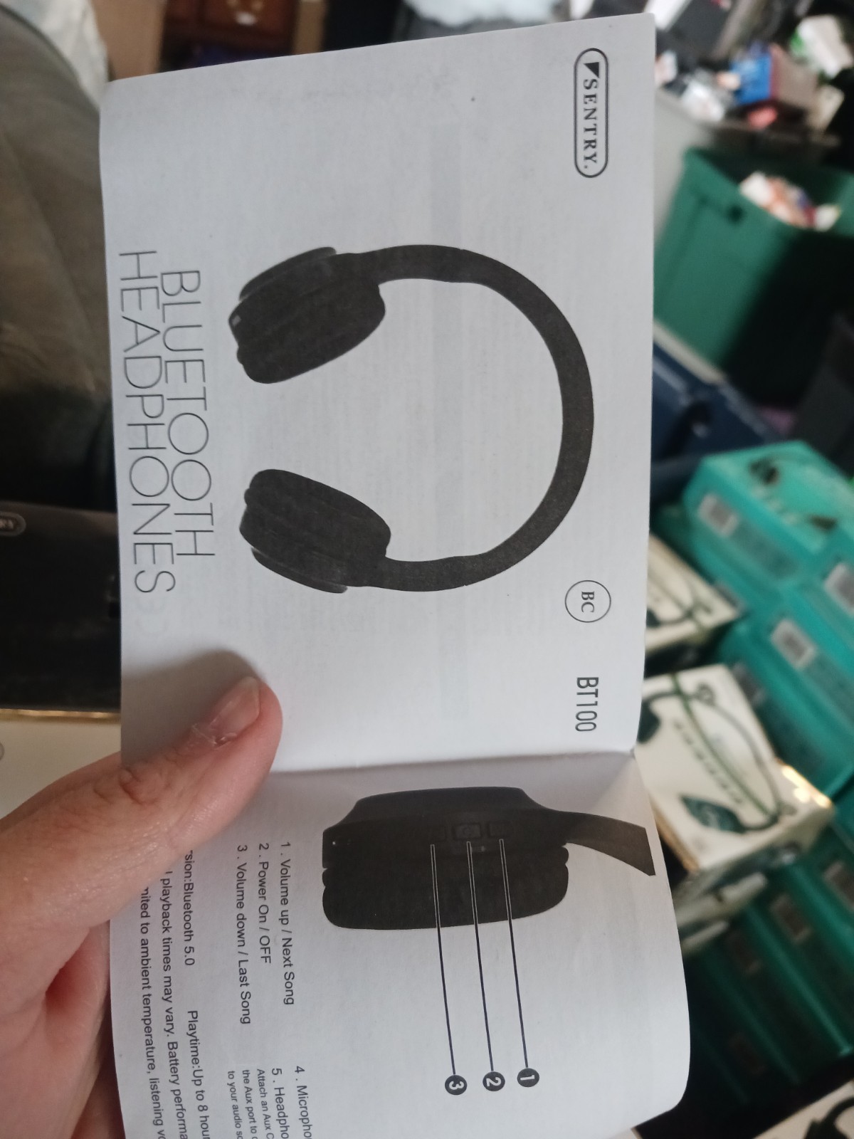 Sentry Bluetooth Wireless Headphone BT100 Black New Sealed. Untested. 8 Hours