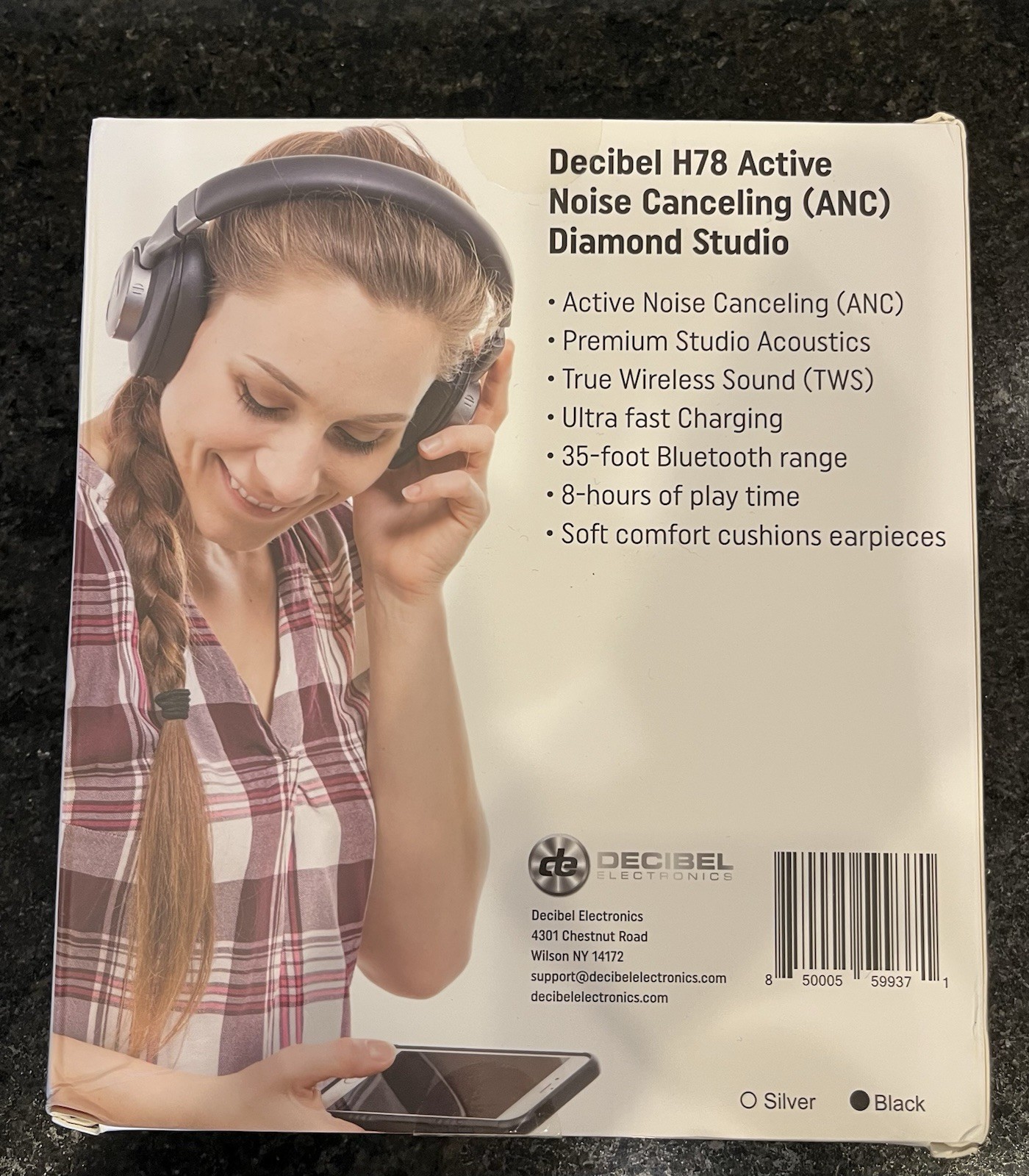 Decibel Electronics H78 Diamond Studio Black Bluetooth Over-Ear Headphones