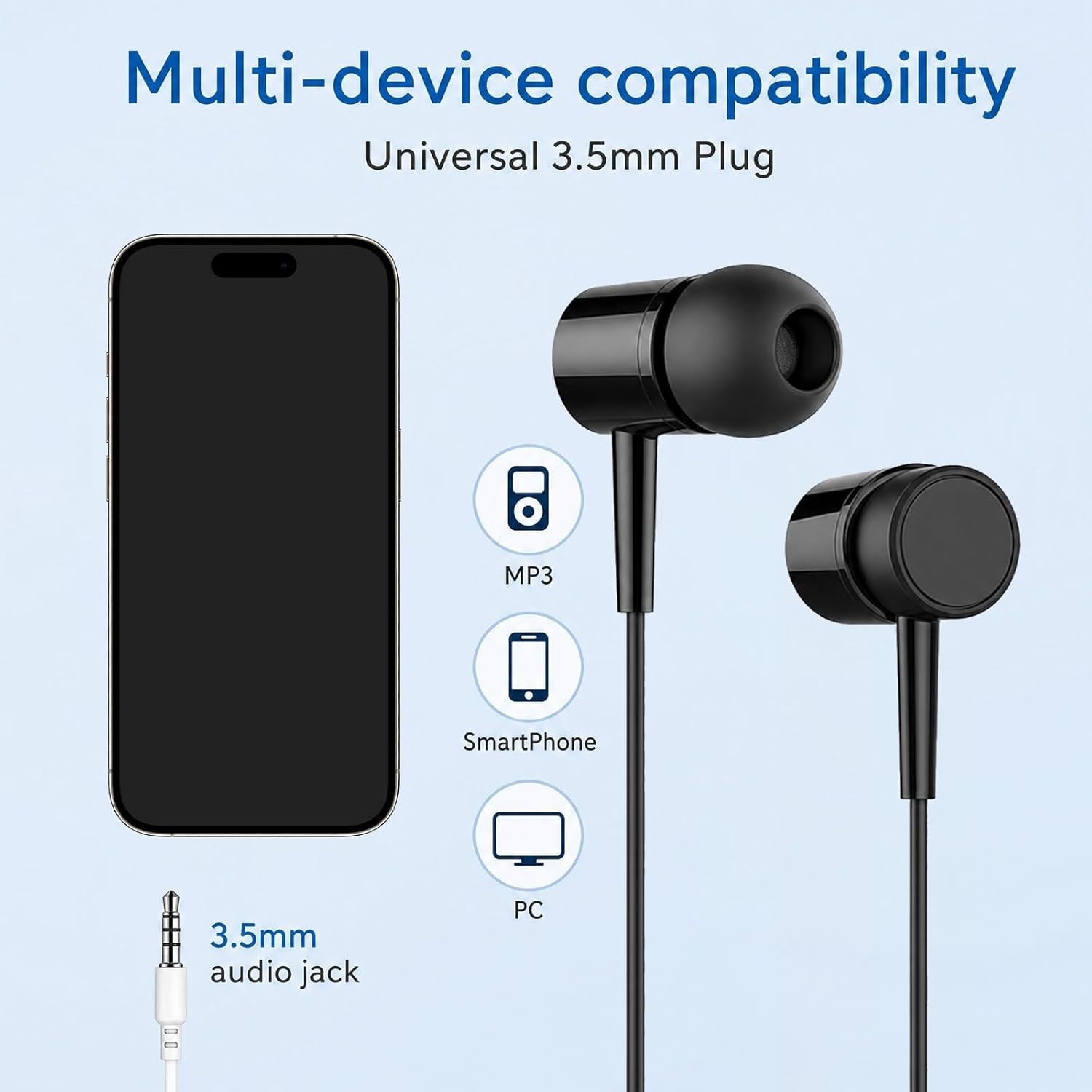 Black & White 2 Pack Wired Earbuds | Comfort Fit & Immersive Audio Experience