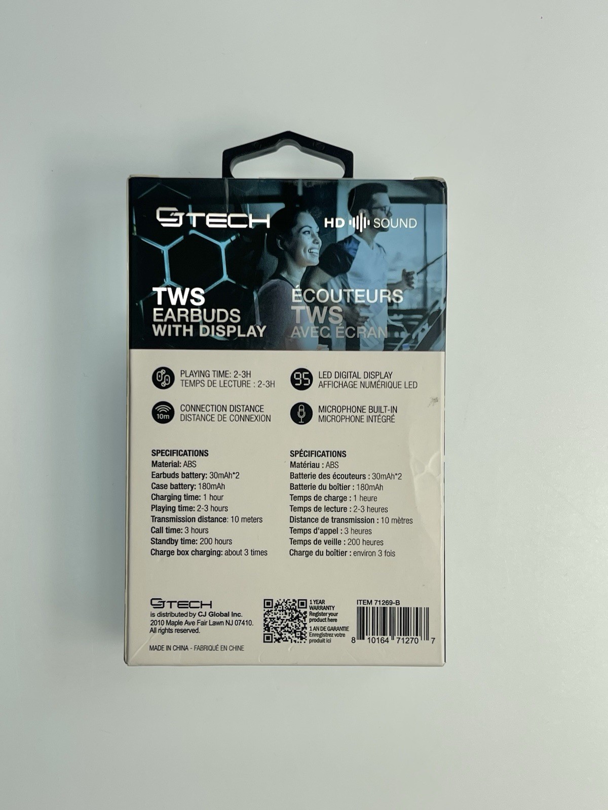 GTECH TWS Earbuds Black Bluetooth Touch Control Fast Charging LED Display