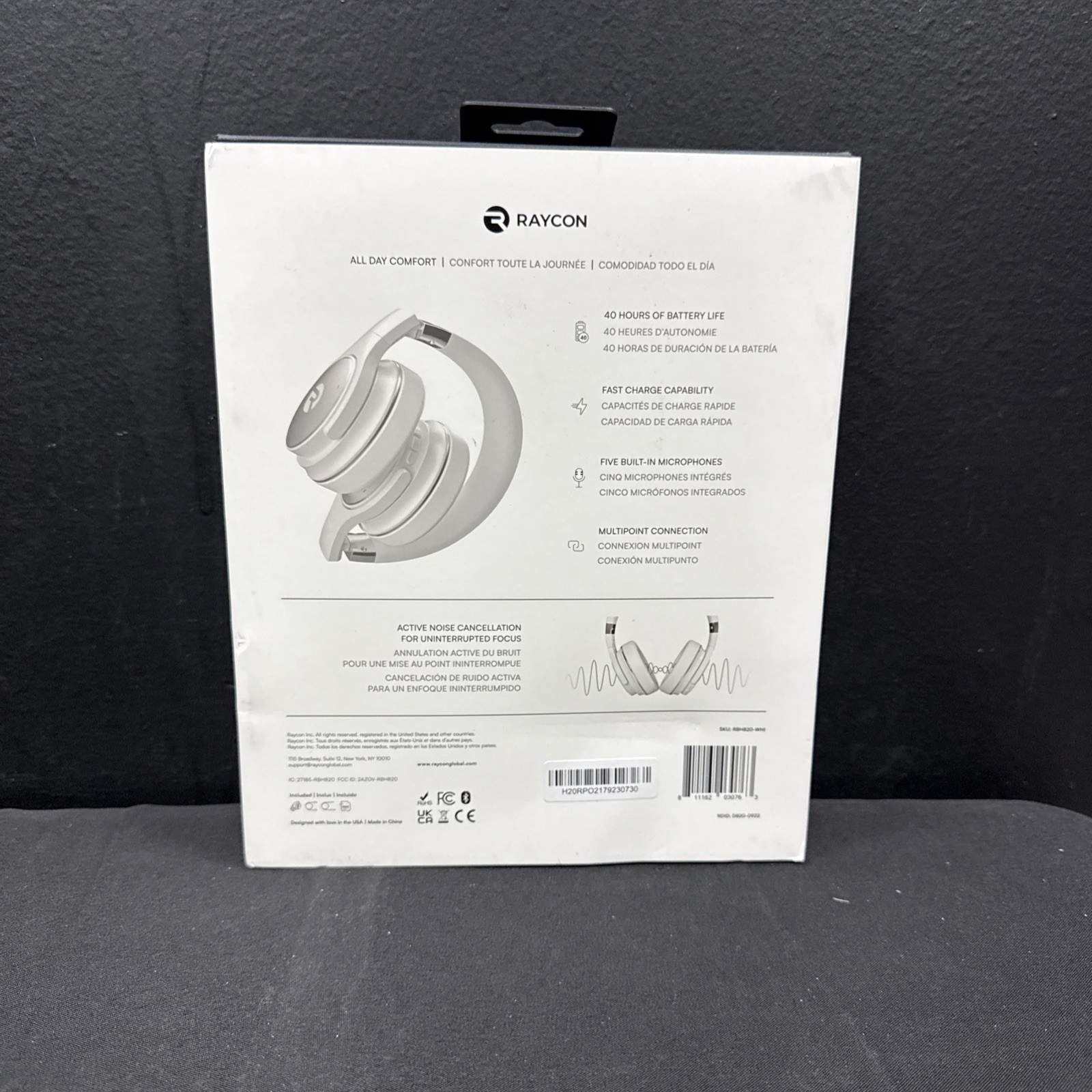Raycon RBH820-WHI The Everyday Over-Ear Noise-Canceling Headphones – White