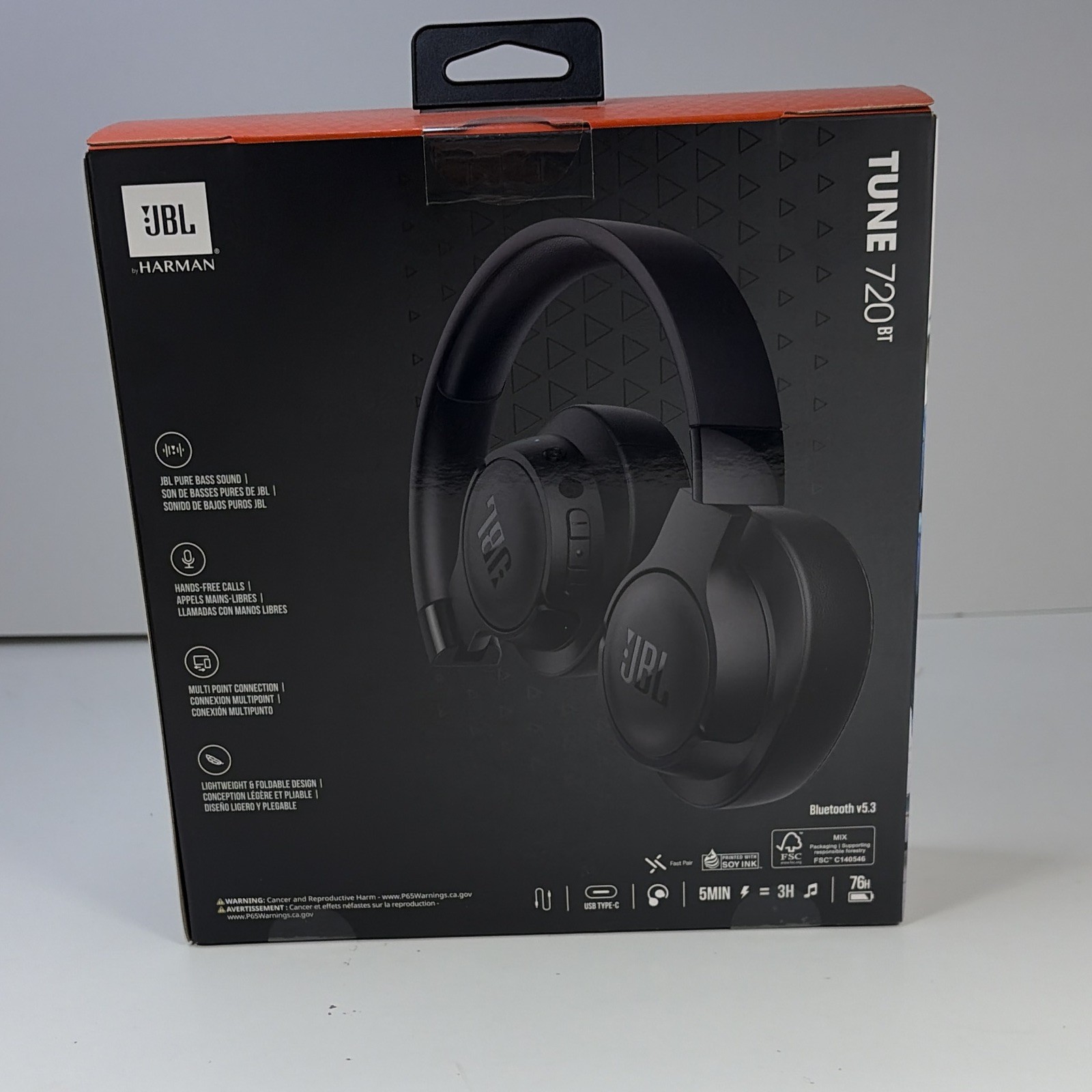 JBL Tune 720BT Wireless Bluetooth Over-Ear Headphones, Multipoint Foldable Black