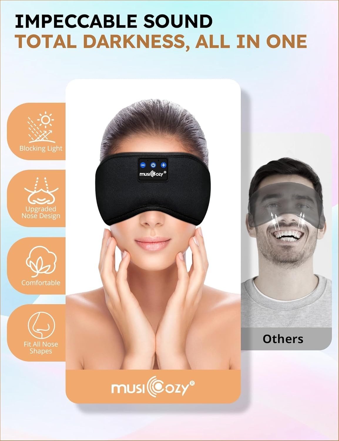 Bluetooth 5.4 Sleep Headphones with 3D Eye Mask, Music Earbuds Earphones