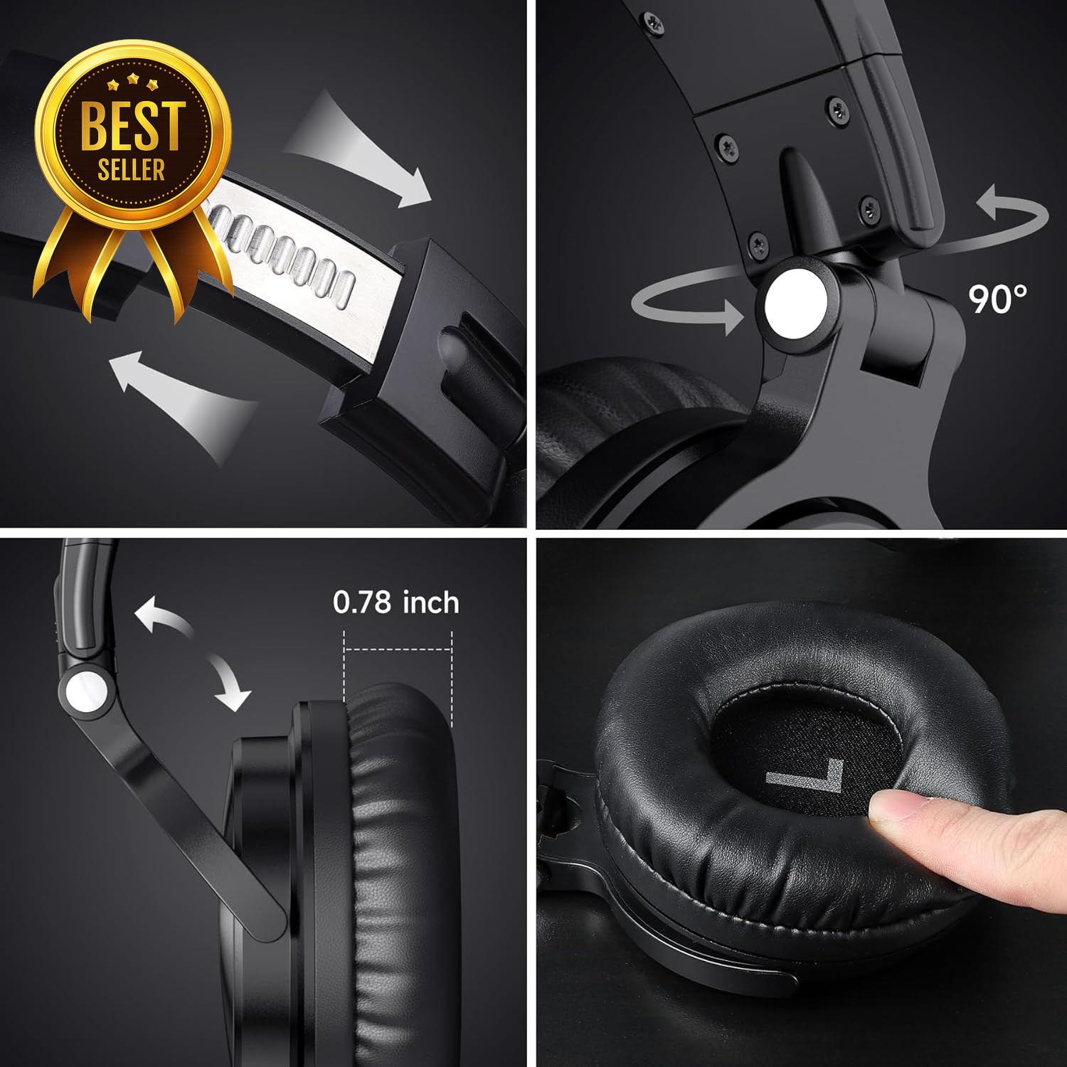 Bluetooth Over Ear Headphones 110H Playtime Foldable Deep Bass 50mm Drivers