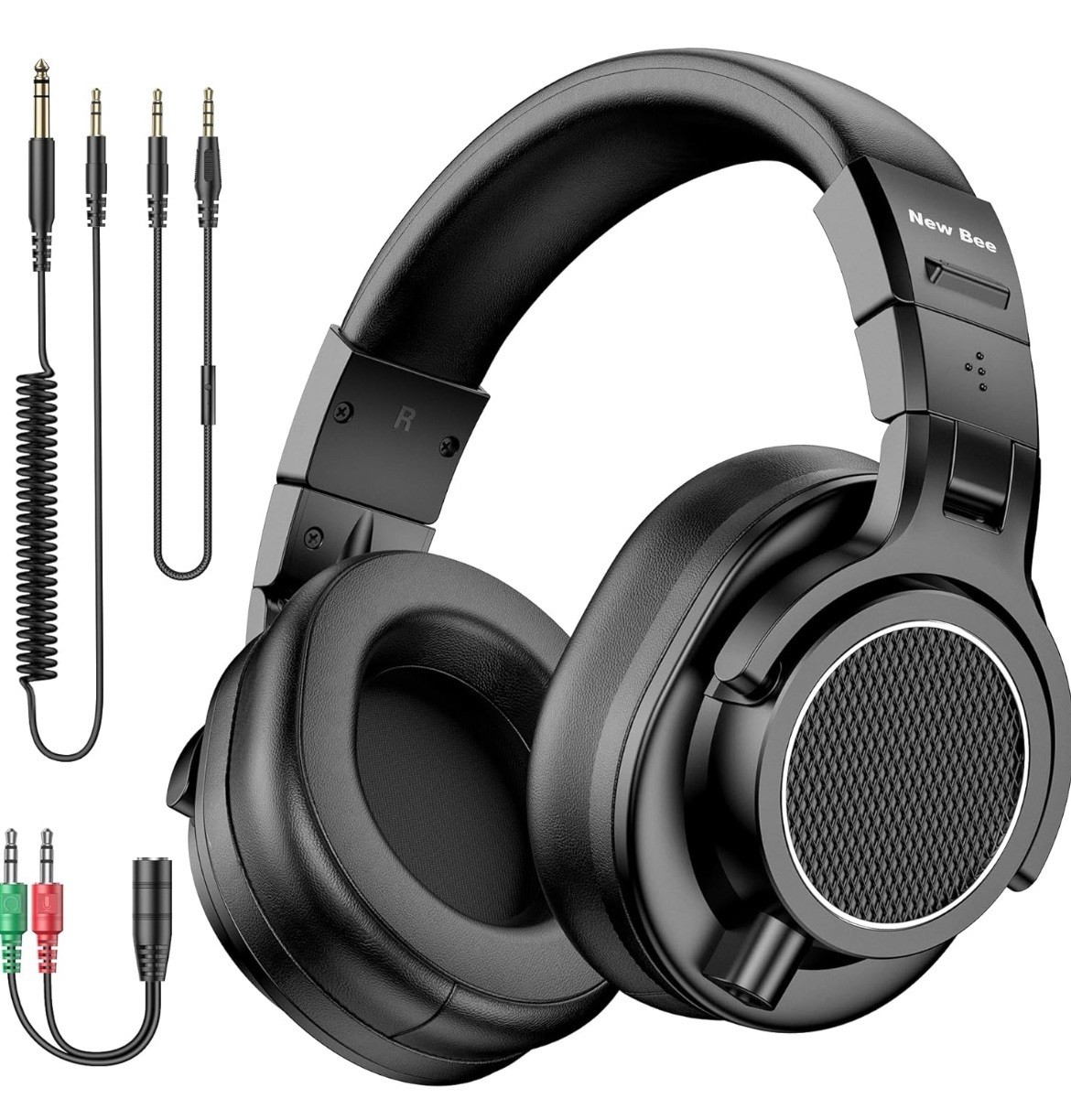 Wired Over Ear Headphones, Studio Headphones with 50mm Drivers&6.35mm&3.5mm Jack