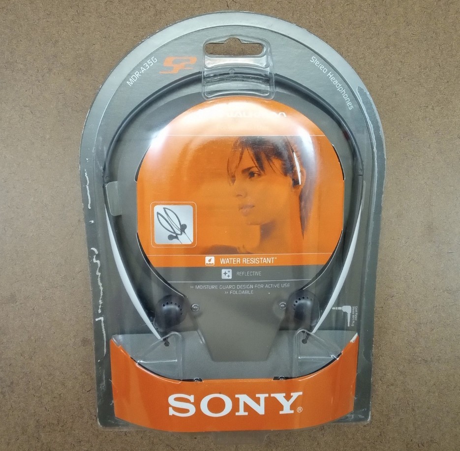 Sony MDR-A35G Sport S2 WaterResist Folding Compact Stereo Headphones Black/White