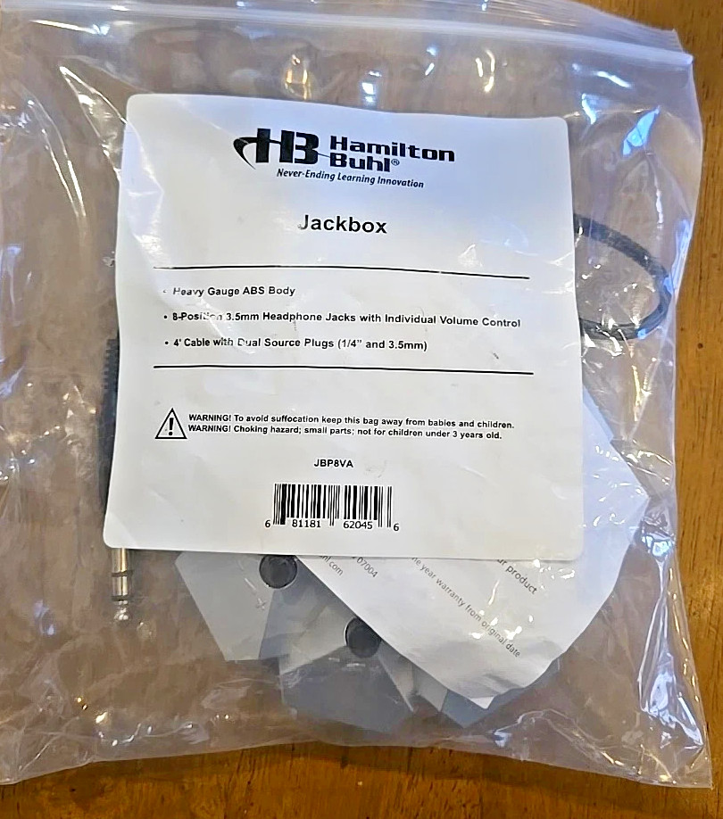 HamiltonBuhl Jackbox – 8 Position, 3.5mm Stereo ABS Individual Volume Controls