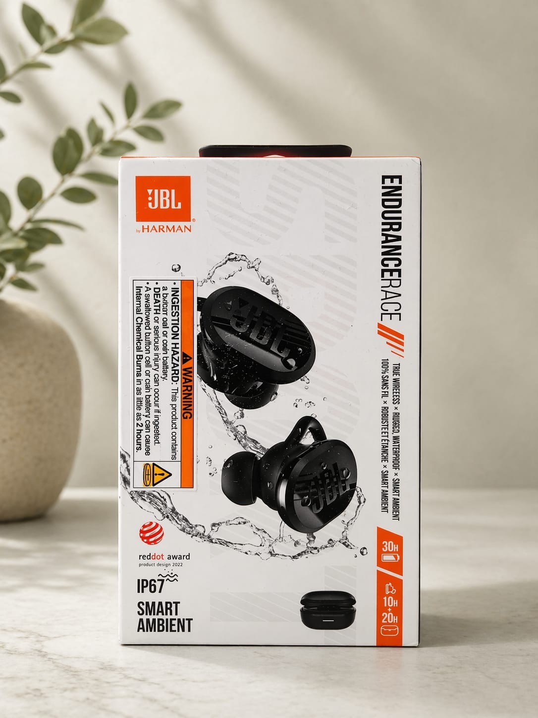 JBL Endurance Race TWS True Wireless In-Ear Sport Headphones – Black 30H Battery
