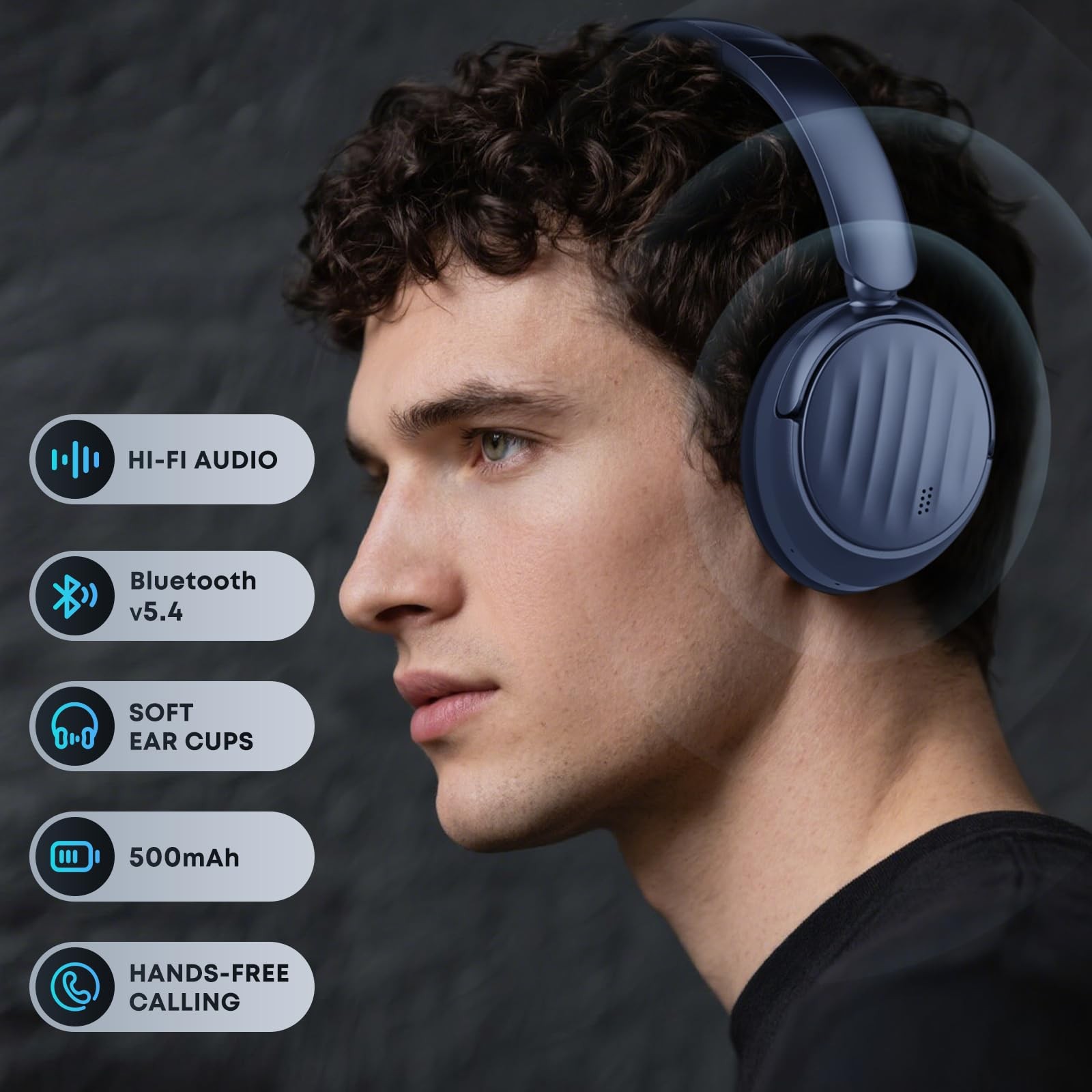 Bluetooth Headphones with Active Noise Cancelling (ANC), Wireless Over Ear Bl…
