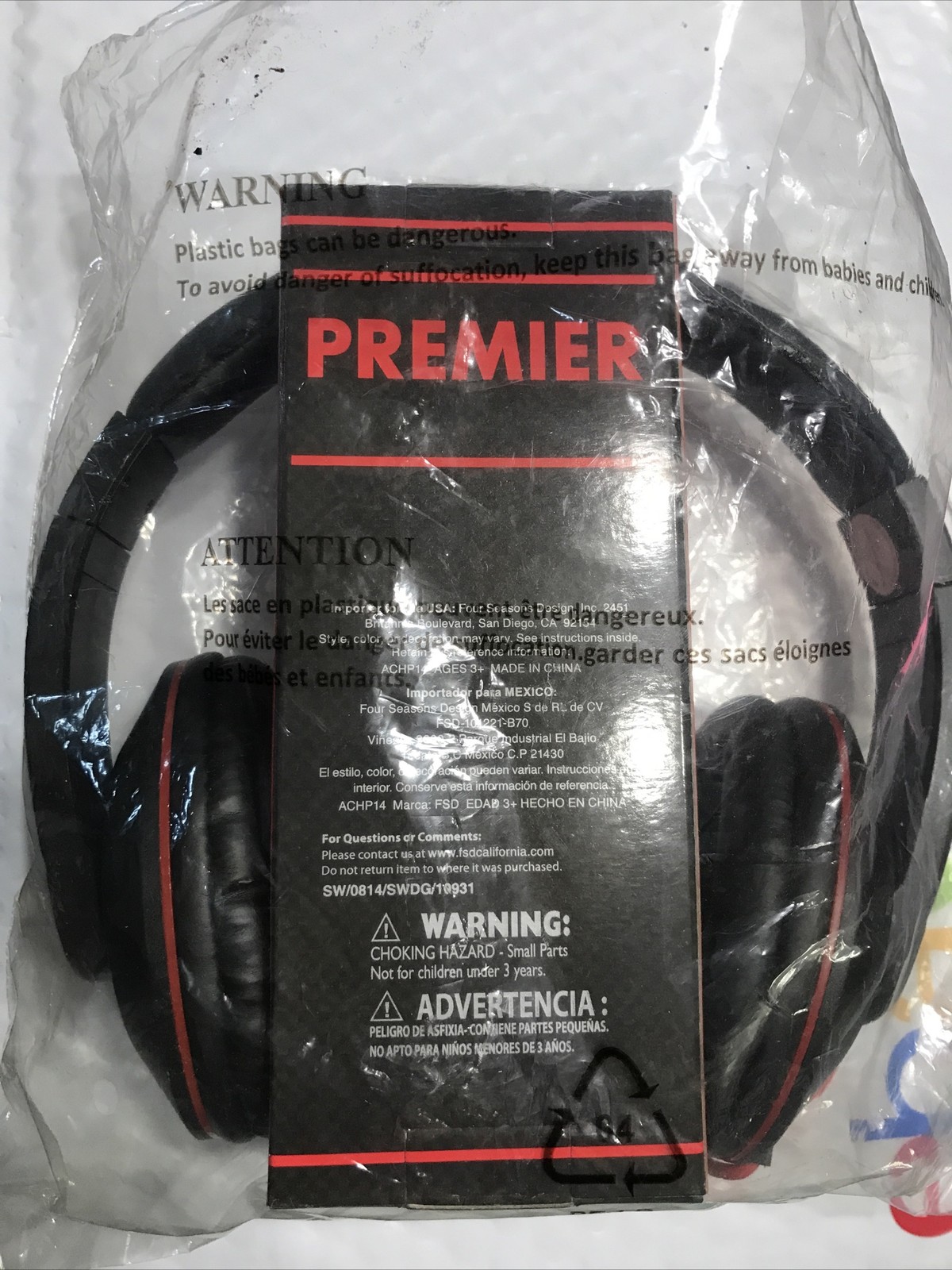 AUDIO COUNCIL PREMIER DJ EDITION OVER EAR HEADPHONES BLACK/RED 3.5mm PLUG uns