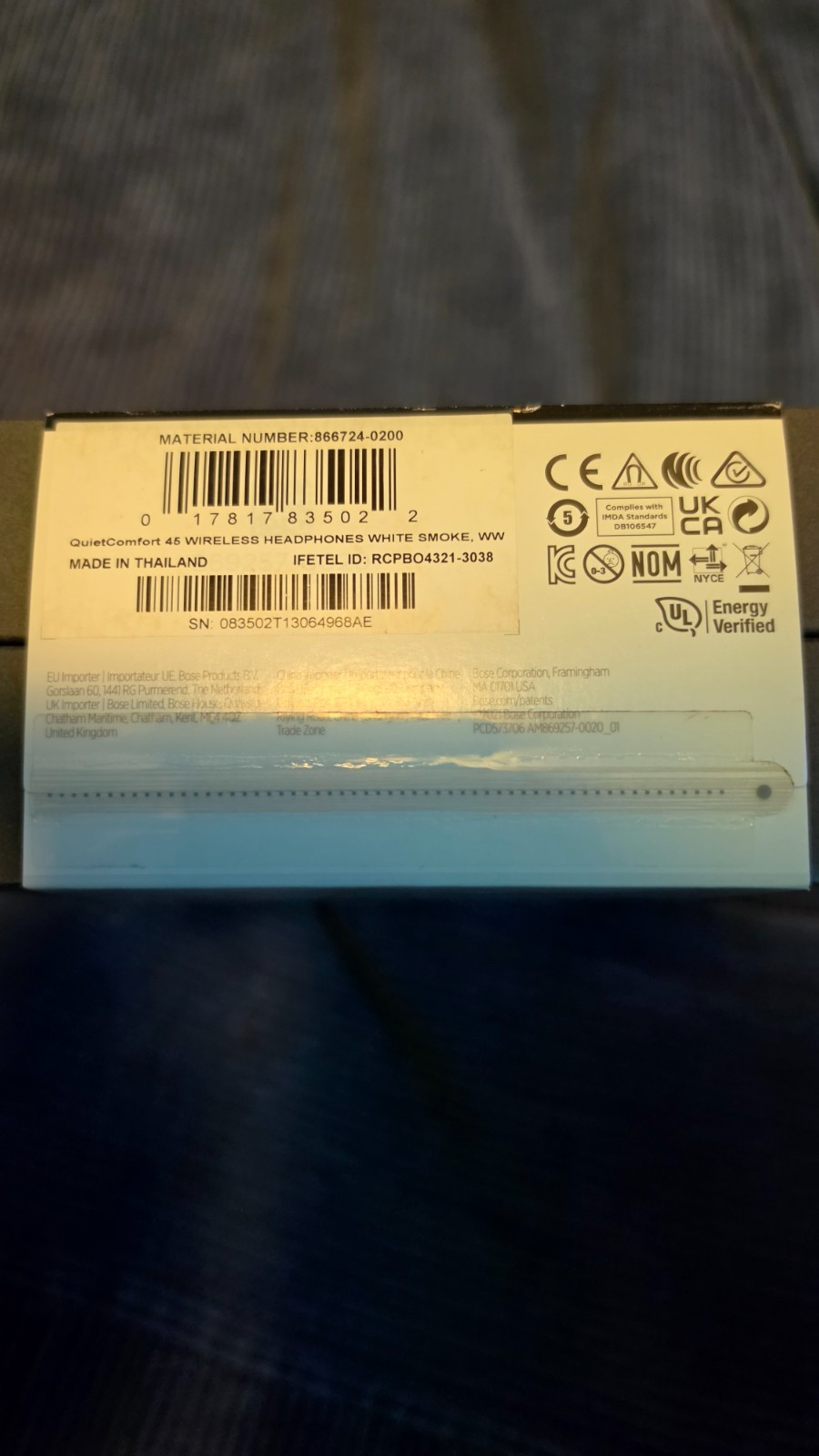 NEW Bose QuietComfort 45 Headphones Brand New Unopened White Smoke USB-C charge