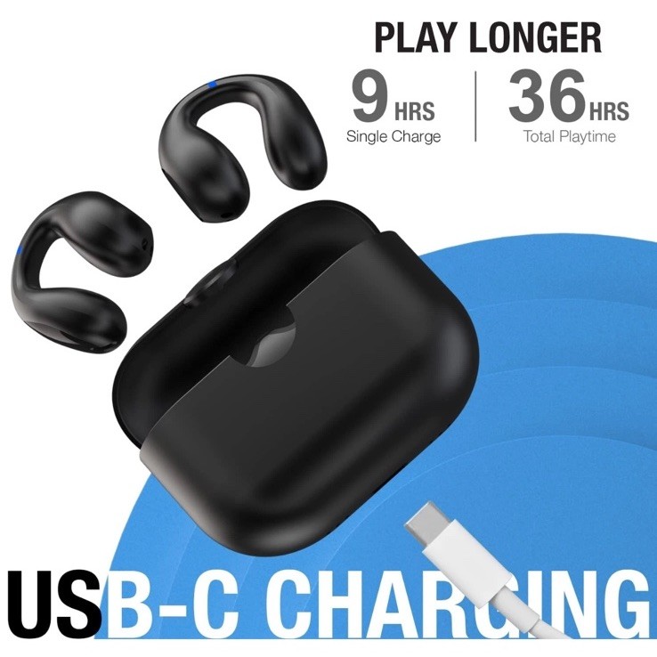 Soul Open-Ear Earbuds S-Clip On Earphones with Air Conduction 36H Playtime