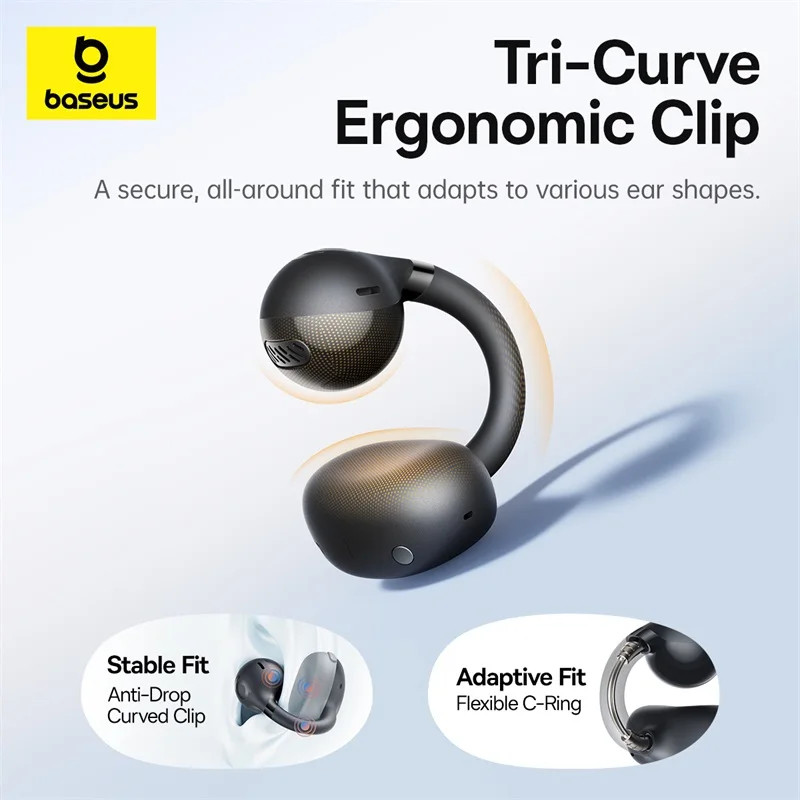 BC1 Ear Clip Earbuds Open Ear Wireless Earphones Bluetooth 6.0 Clip on Sports He