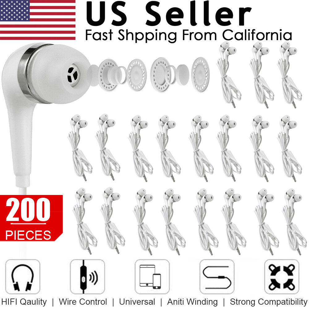 Lot 3.5mm In-Ear Earphone Headphones Earbud w/ Mic For iPhone Samsung Wholesale