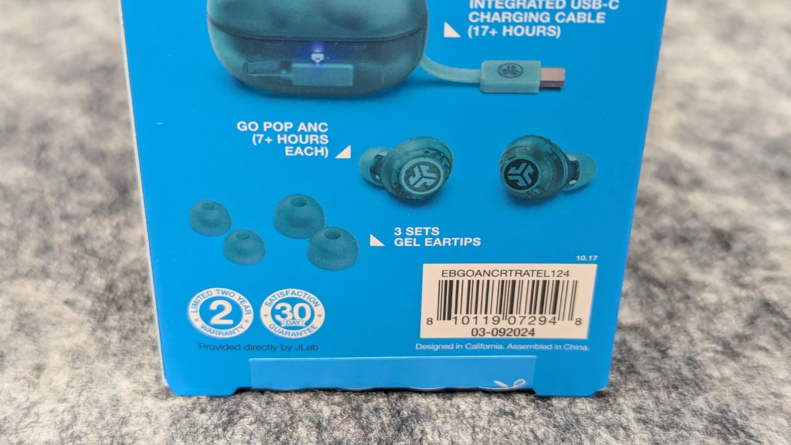 JLab Go Pop ANC True Wireless Bluetooth Earbuds – Transparent/Clear Teal 🔥New🔥