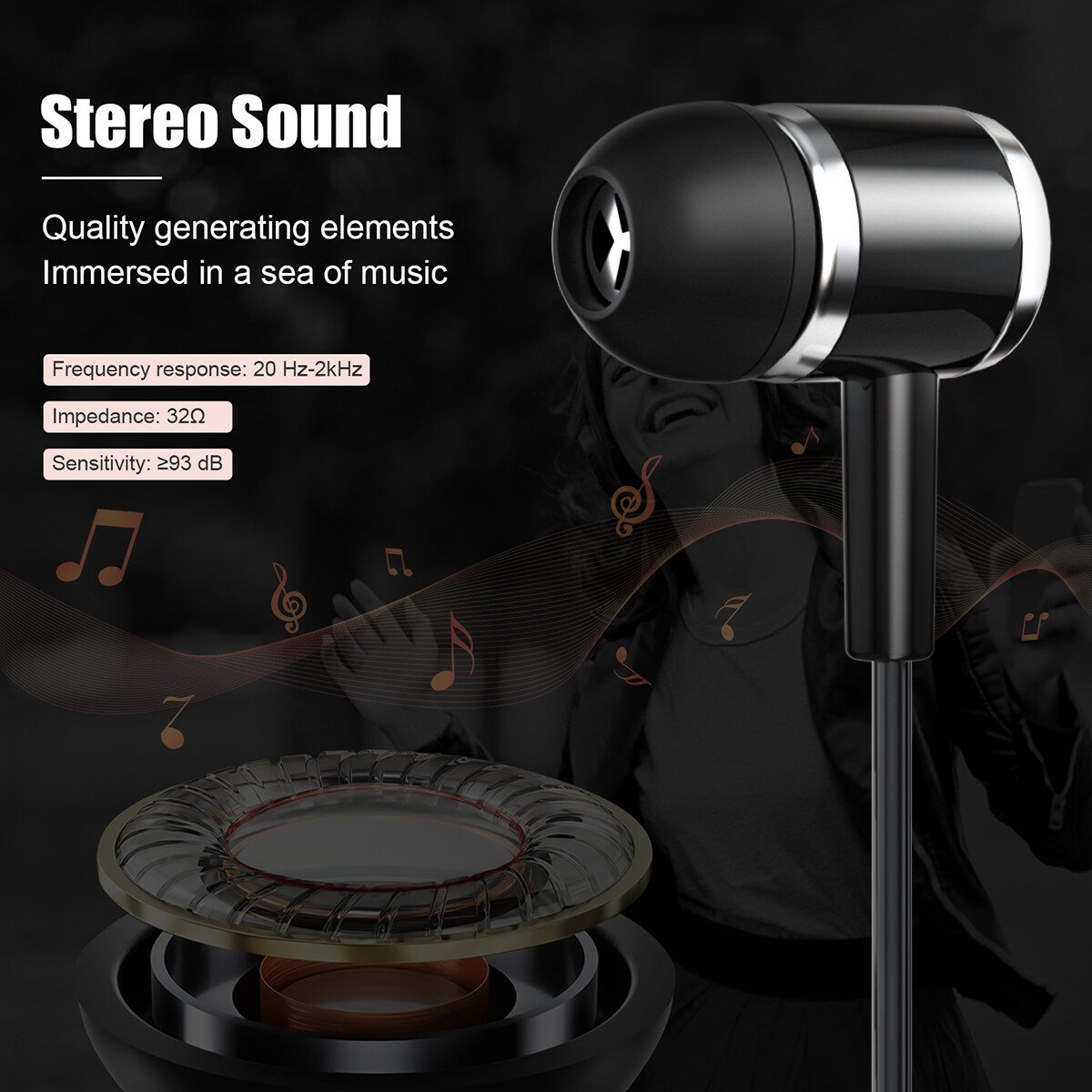 2X In-Ear Wired Earbuds Type C USB C Connector Earphones Headphones Bass Stereo