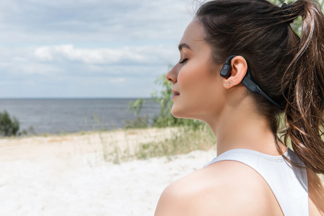 Bone Conduction Headphones by Klatre, Open-Ear, Water Resistant, Dual Mics, LS1