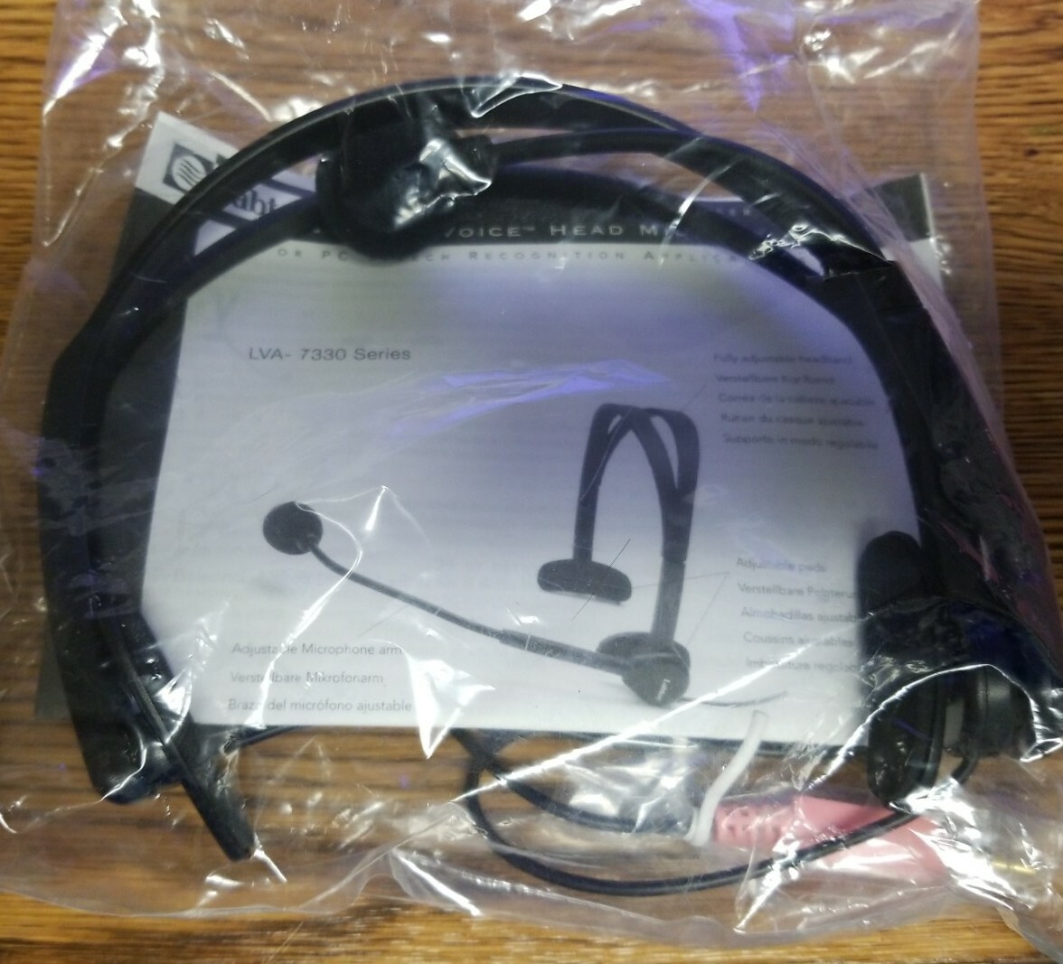 Headsets Labtec LVA-7330 Clearvoice Head Mic For PC Speech Recognition New